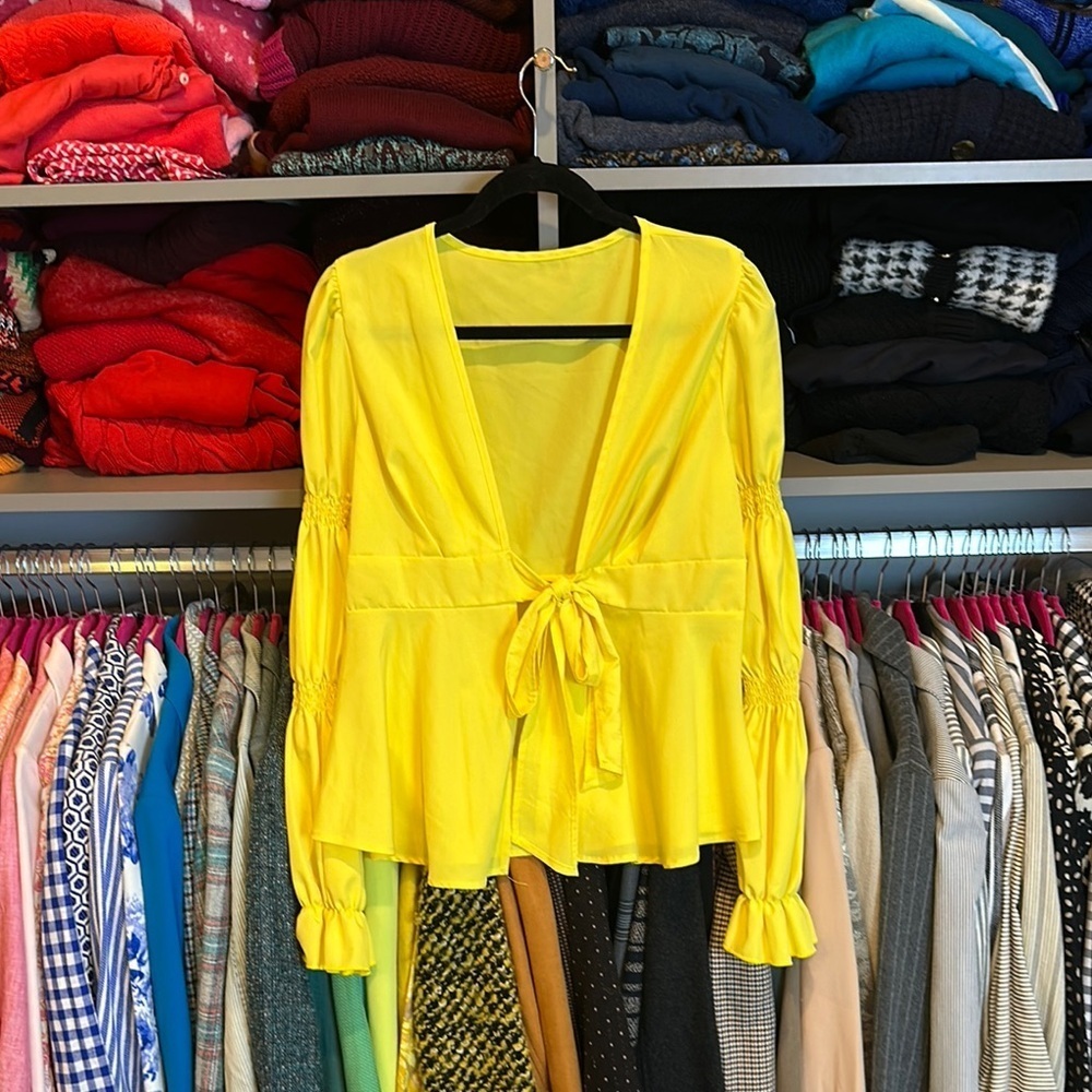 SHEIN yellow long sleeve lightweight top size L